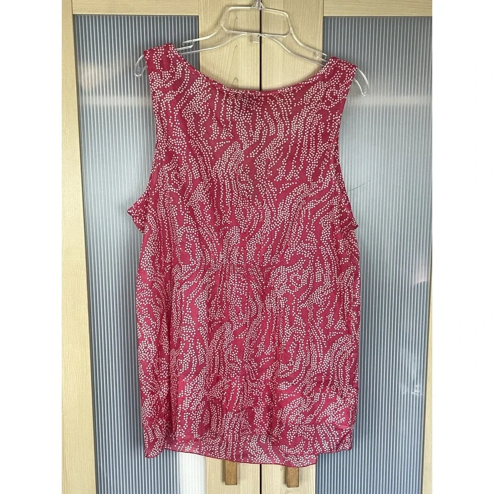 Ann Taylor Blouse Top Women 12 Pink Floral Sleeveless V Neck Boho Ruffles Career - Picture 4 of 5